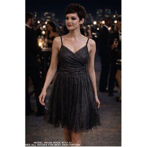 Y2K Sparkly Prom Dress S Babydoll Mesh Corseted Formal Fairy Celestial Ballet